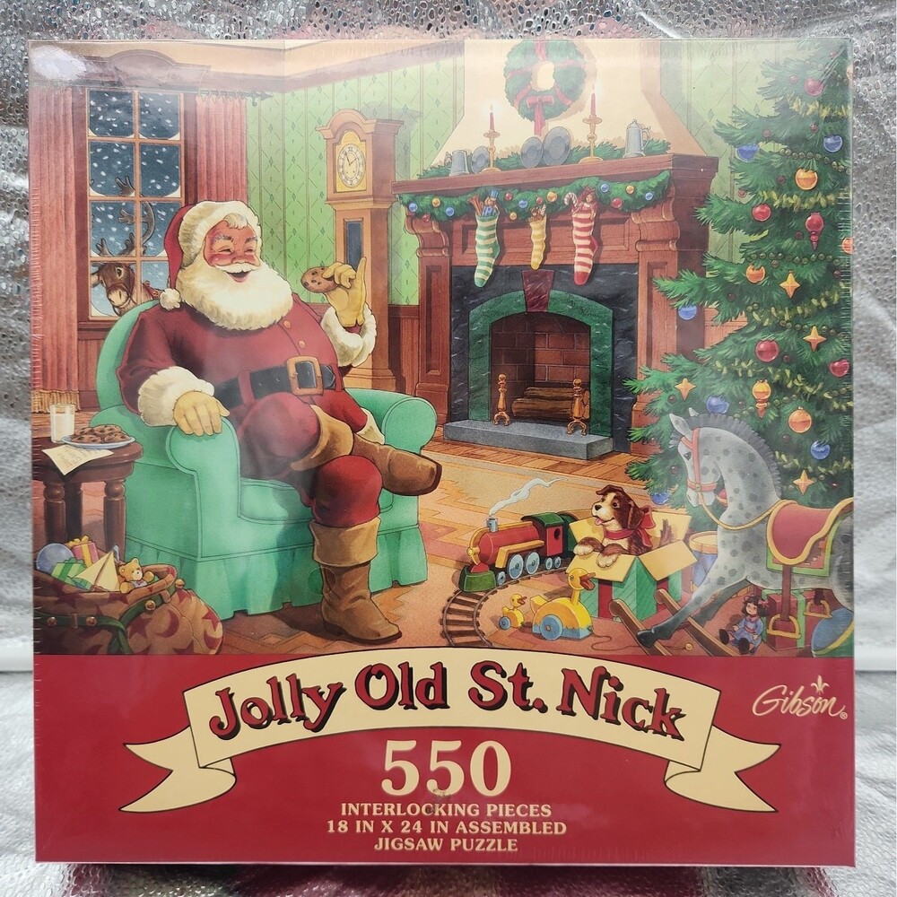 Puzzle Jolly Old St. Nick 1994 Gibson Santa Jigsaw 550 Piece Christmas New VTG